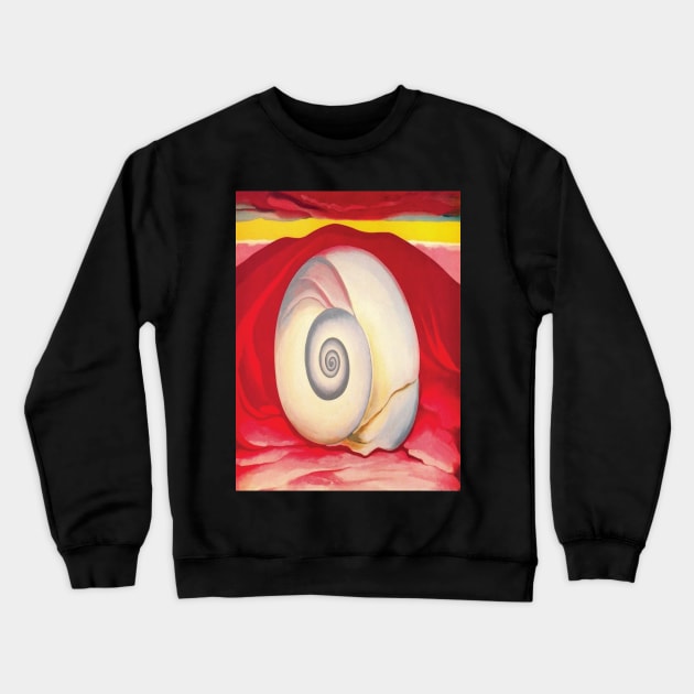 Red Hill And White Shell by Georgia O'Keeffe Crewneck Sweatshirt by QualityArtFirst